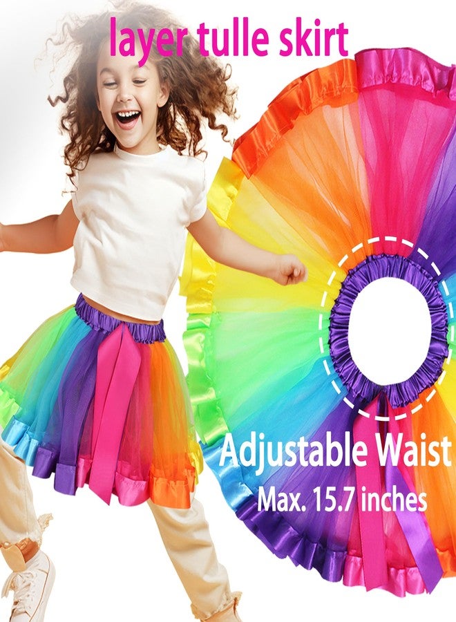 D.Q.Z Fairy Butterfly-Wings Costumes for Girls Dress Up Clothes Rainbow Tutu Mask Headband Role Play Toys for Girl 3-8 Gift (Rainbow) - Image 3
